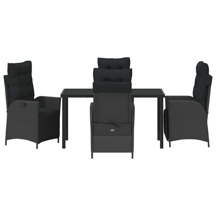 Trädgårdsmöbelset med kudde 5 pcs Svart konstrotting