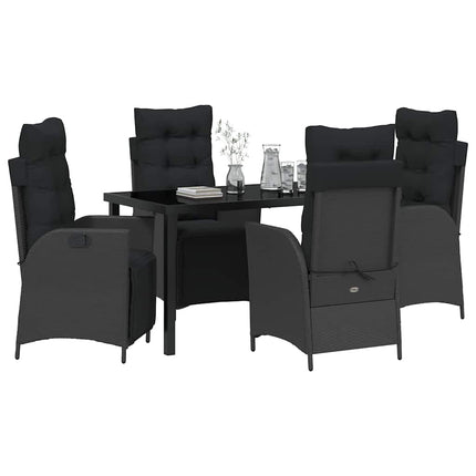 Trädgårdsmöbelset med kudde 5 pcs Svart konstrotting