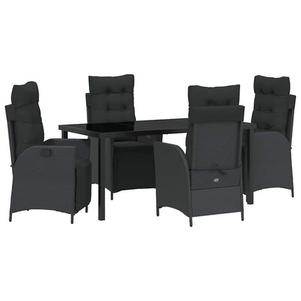 Trädgårdsmöbelset med kudde 5 pcs Svart konstrotting