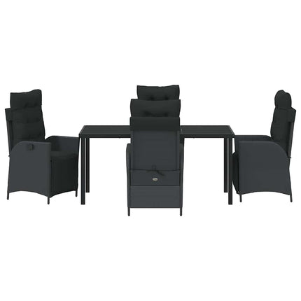 Trädgårdsmöbelset med kudde 5 pcs Svart konstrotting