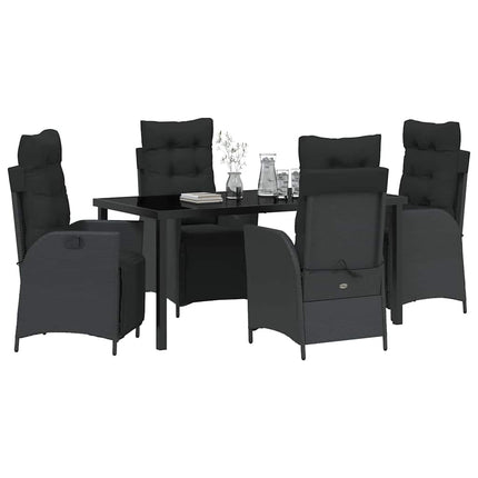 Trädgårdsmöbelset med kudde 5 pcs Svart konstrotting