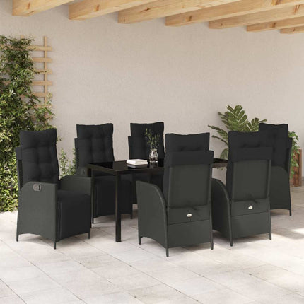Trädgårdsmöbelset med kudde 7 pcs Svart konstrotting