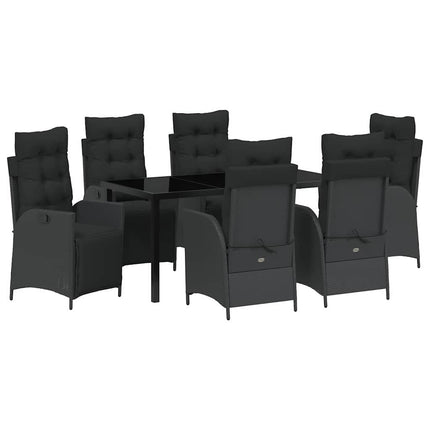 Trädgårdsmöbelset med kudde 7 pcs Svart konstrotting