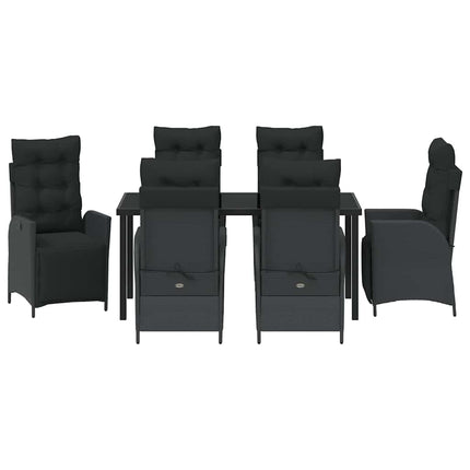 Trädgårdsmöbelset med kudde 7 pcs Svart konstrotting