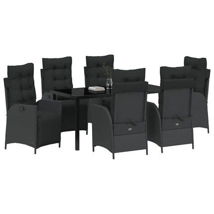 Trädgårdsmöbelset med kudde 7 pcs Svart konstrotting