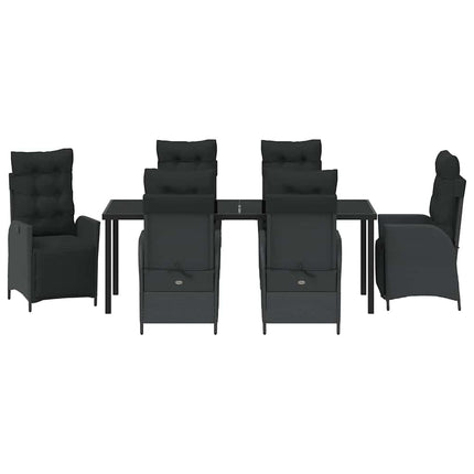 Trädgårdsmöbelset med kudde 7 pcs Svart konstrotting