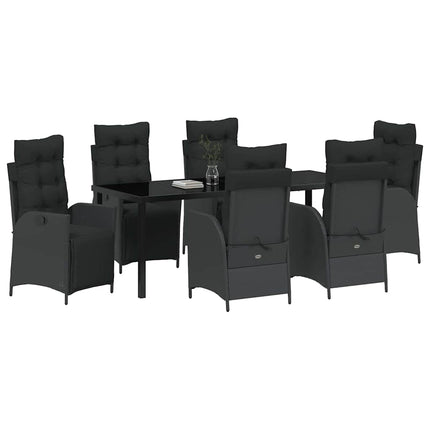 Trädgårdsmöbelset med kudde 7 pcs Svart konstrotting