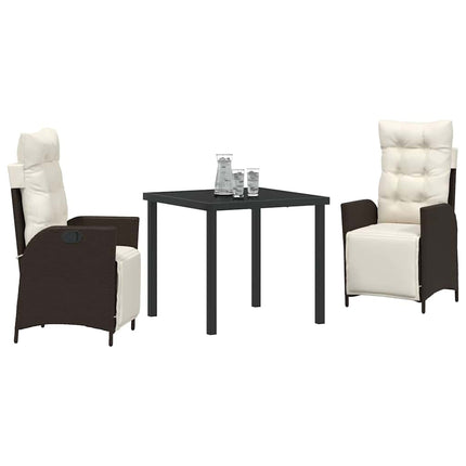 Trädgårdsmöbelset med kudde 3 pcs Brun konstrotting