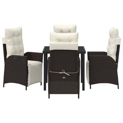 Trädgårdsmöbelset med kudde 5 pcs Brun konstrotting