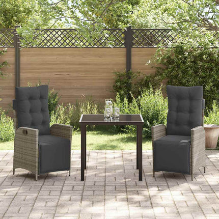 Trädgårdsmöbelset med kudde 3 pcs Grå konstrotting