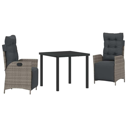 Trädgårdsmöbelset med kudde 3 pcs Grå konstrotting