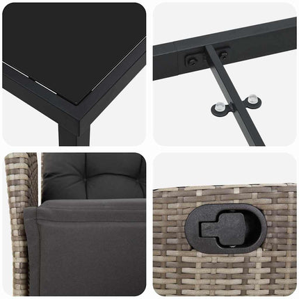 Trädgårdsmöbelset med kudde 7 pcs Grå konstrotting