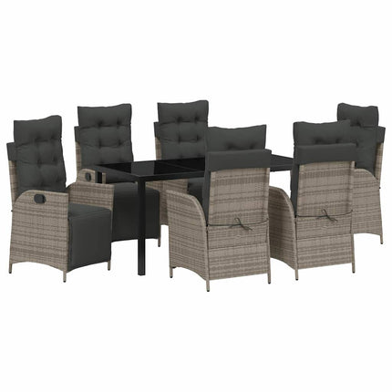 Trädgårdsmöbelset med kudde 7 pcs Grå konstrotting