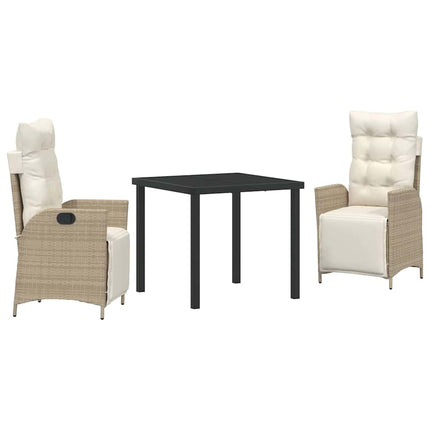 Trädgårdsmöbelset med kudde 3 pcs Beige konstrotting
