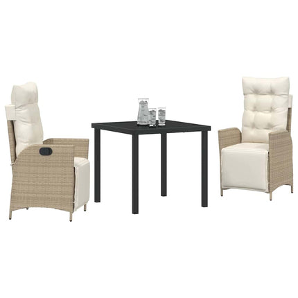 Trädgårdsmöbelset med kudde 3 pcs Beige konstrotting