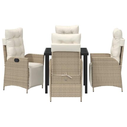 Trädgårdsmöbelset med kudde 5 pcs Beige konstrotting