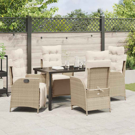 Trädgårdsmöbelset med kudde 5 pcs Beige konstrotting
