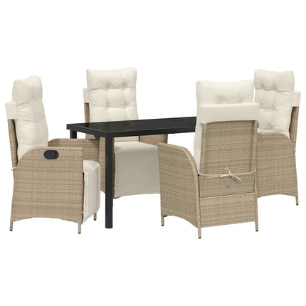 Trädgårdsmöbelset med kudde 5 pcs Beige konstrotting