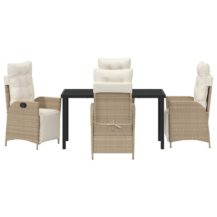 Trädgårdsmöbelset med kudde 5 pcs Beige konstrotting
