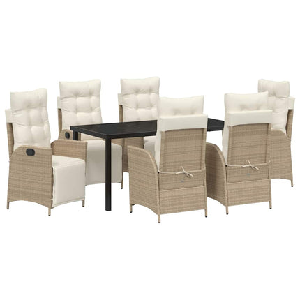 Trädgårdsmöbelset med kudde 7 pcs Beige konstrotting