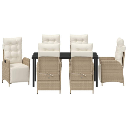 Trädgårdsmöbelset med kudde 7 pcs Beige konstrotting