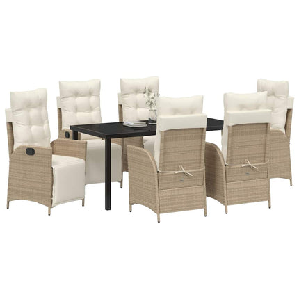 Trädgårdsmöbelset med kudde 7 pcs Beige konstrotting