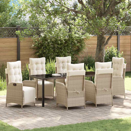 Trädgårdsmöbelset med kudde 7 pcs Beige konstrotting