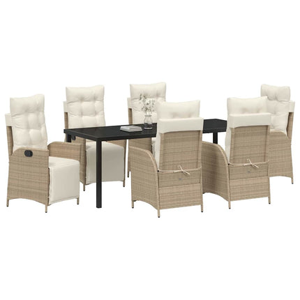 Trädgårdsmöbelset med kudde 7 pcs Beige konstrotting