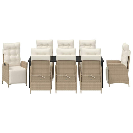 Trädgårdsmöbelset med kudde 9 pcs Beige konstrotting