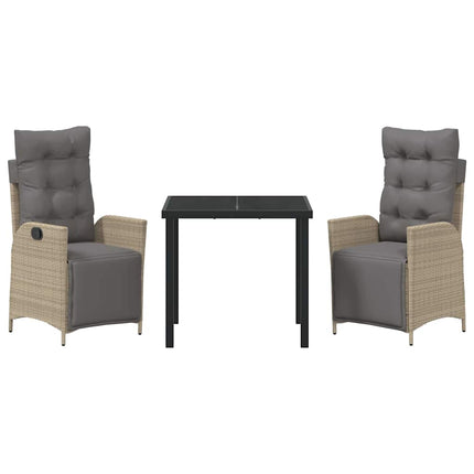 Trädgårdsmöbelset med kudde 3 pcs Beige konstrotting
