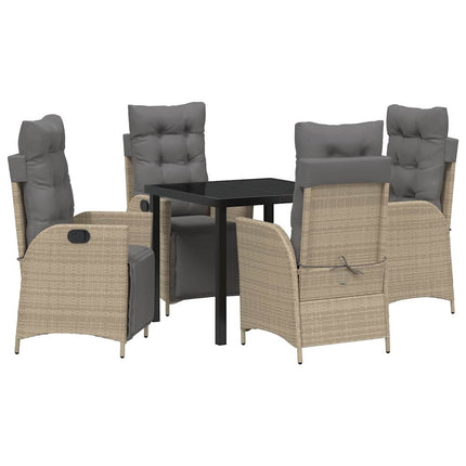 Trädgårdsmöbelset med kudde 5 pcs Beige konstrotting