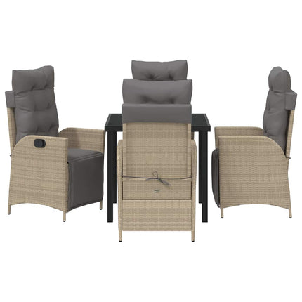 Trädgårdsmöbelset med kudde 5 pcs Beige konstrotting