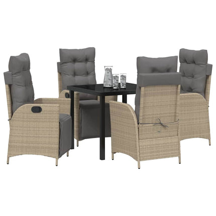 Trädgårdsmöbelset med kudde 5 pcs Beige konstrotting