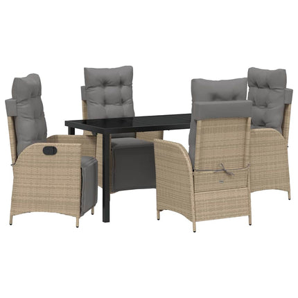 Trädgårdsmöbelset med kudde 5 pcs Beige konstrotting