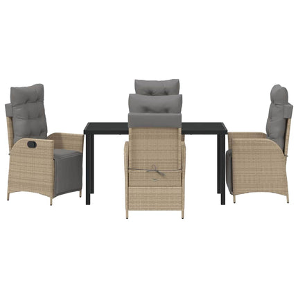 Trädgårdsmöbelset med kudde 5 pcs Beige konstrotting
