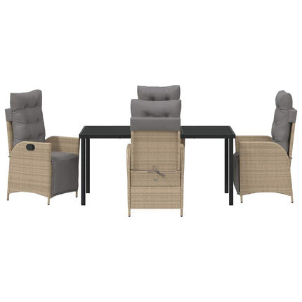 Trädgårdsmöbelset med kudde 5 pcs Beige konstrotting