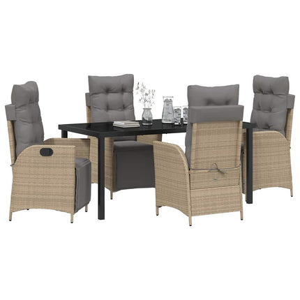 Trädgårdsmöbelset med kudde 5 pcs Beige konstrotting