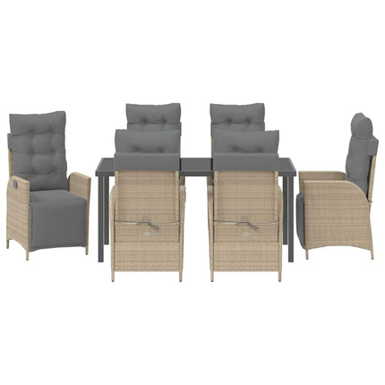 Trädgårdsmöbelset med kudde 7 pcs Beige konstrotting