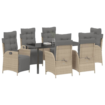 Trädgårdsmöbelset med kudde 7 pcs Beige konstrotting