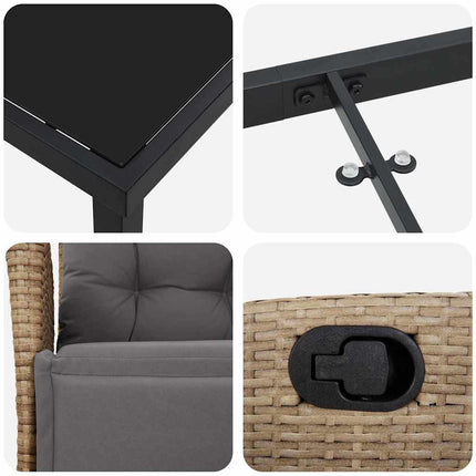 Trädgårdsmöbelset med kudde 7 pcs Beige konstrotting