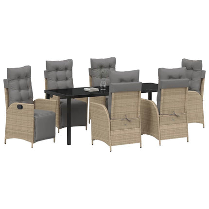 Trädgårdsmöbelset med kudde 7 pcs Beige konstrotting