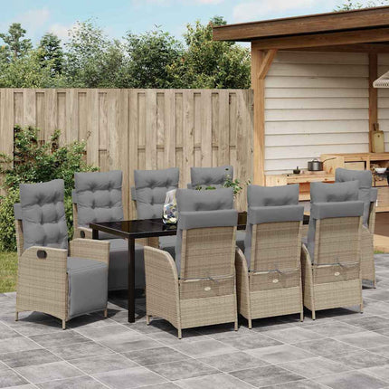 Trädgårdsmöbelset med kudde 9 pcs Beige konstrotting