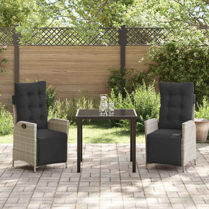 Trädgårdsmöbelset med kudde 3 pcs Ljusgrå konstrotting