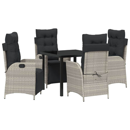 Trädgårdsmöbelset med kudde 5 pcs Ljusgrå konstrotting
