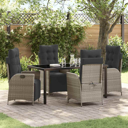 Trädgårdsmöbelset med kudde 5 pcs Ljusgrå konstrotting