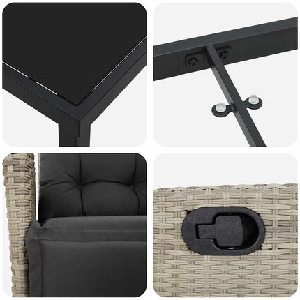 Trädgårdsmöbelset med kudde 7 pcs Ljusgrå konstrotting