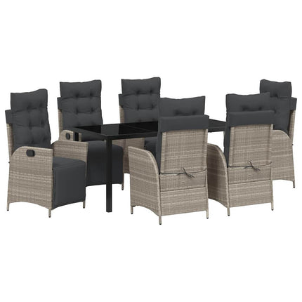 Trädgårdsmöbelset med kudde 7 pcs Ljusgrå konstrotting