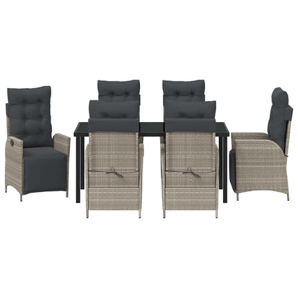 Trädgårdsmöbelset med kudde 7 pcs Ljusgrå konstrotting