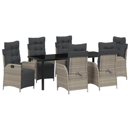 Trädgårdsmöbelset med kudde 7 pcs Ljusgrå konstrotting
