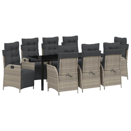 Trädgårdsmöbelset med kudde 9 pcs Ljusgrå konstrotting